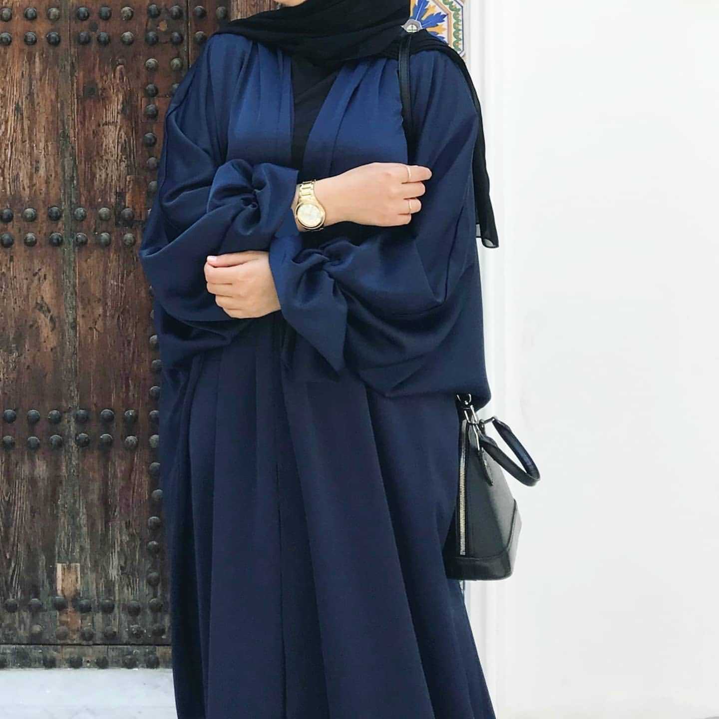 #490 lady's women dress open abaya black navy white