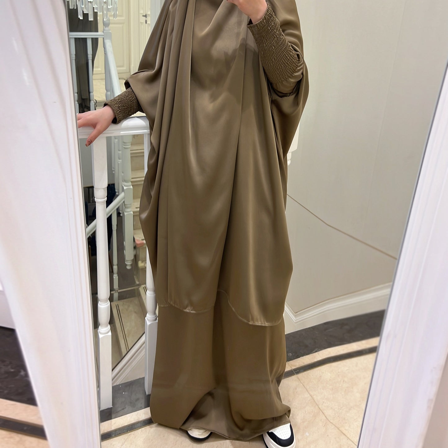 #618 satin velvet 2 pcs Jilbab with pocket
