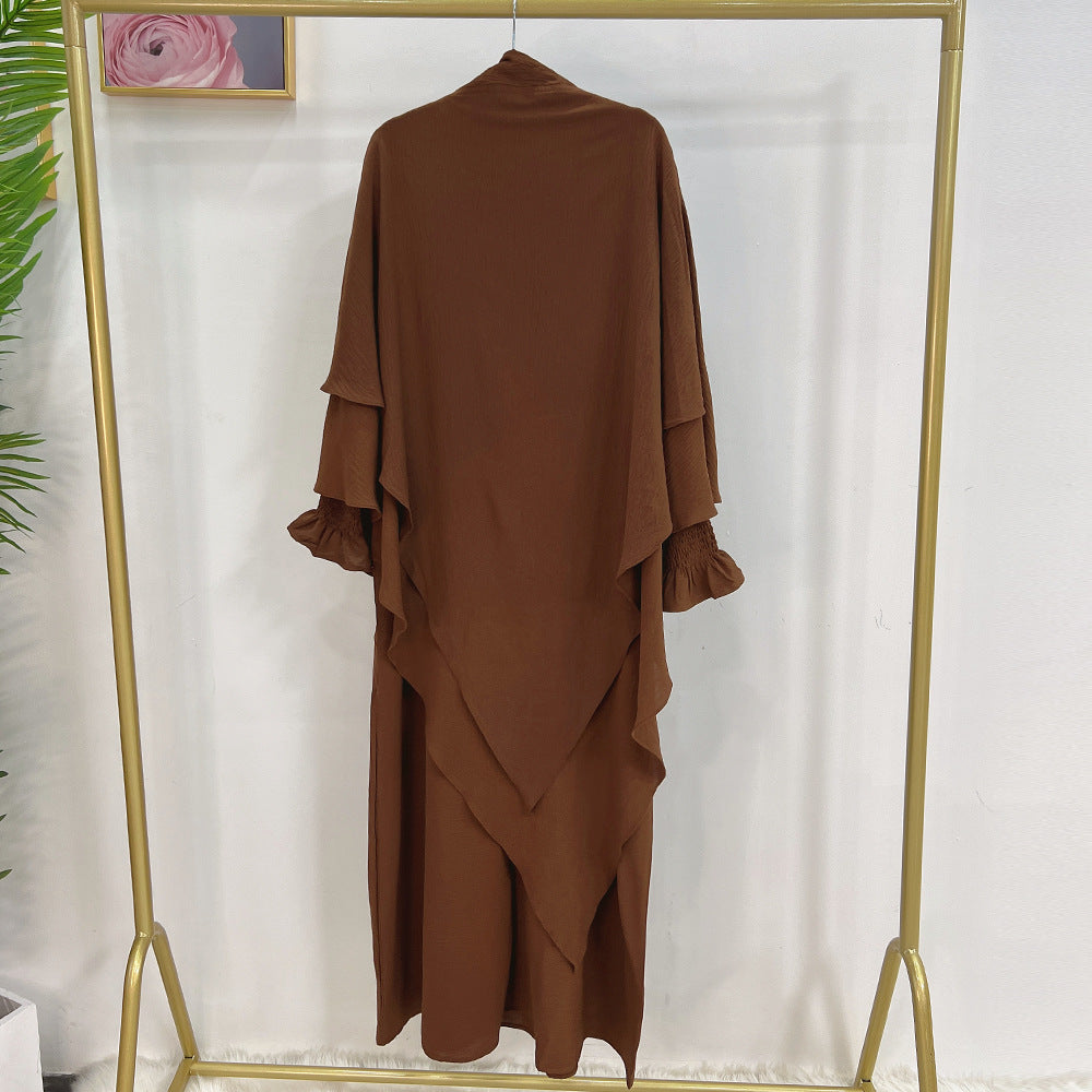 #591 lady slip abaya ruffled sleeve crepe material