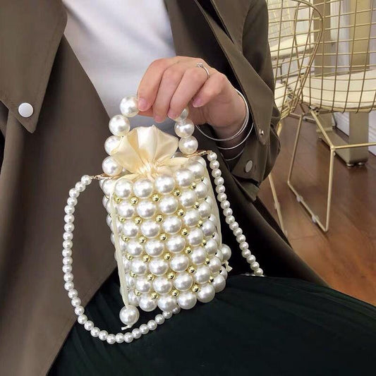 #002 beautifully lady pearl handbag handmake bag