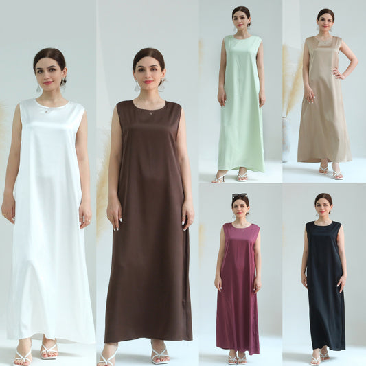 #635 satin sleeveless inner dress 8 colours