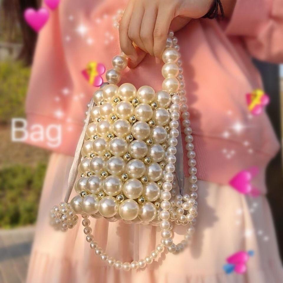 #002 beautifully lady pearl handbag handmake bag