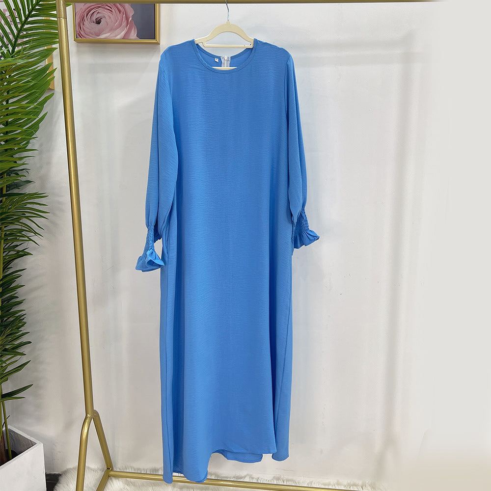 #591 lady slip abaya ruffled sleeve crepe material