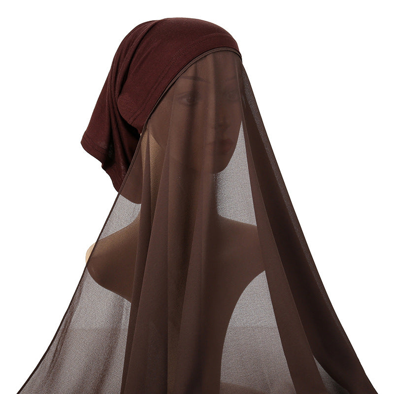 chiffon hijab with attached inner cap