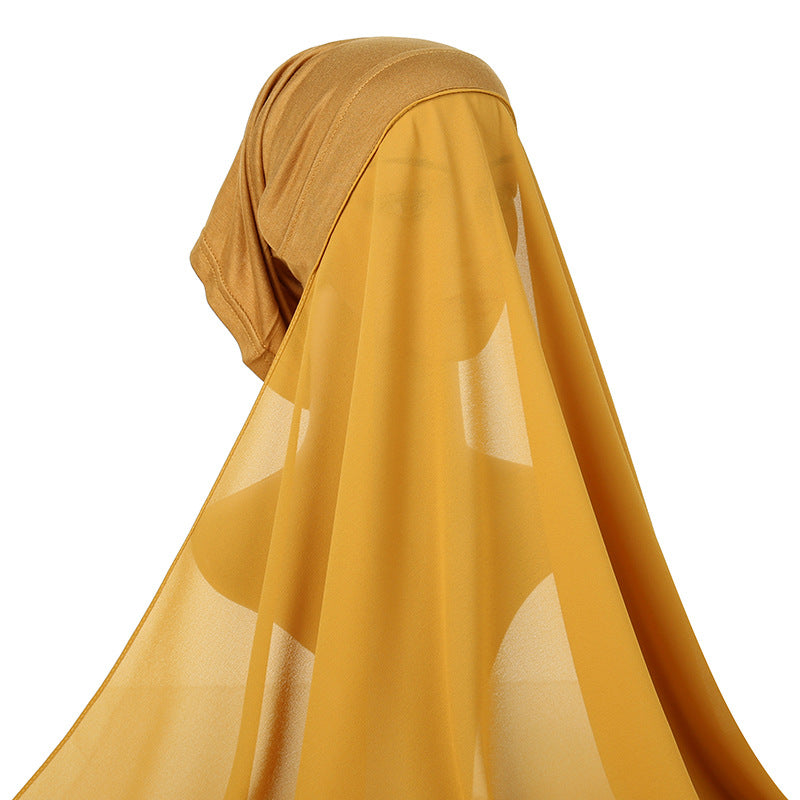 chiffon hijab with attached inner cap