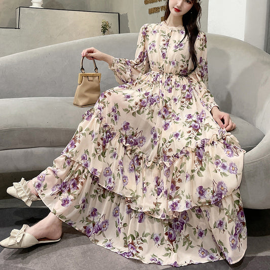 Chiffon flower dress 3 layers