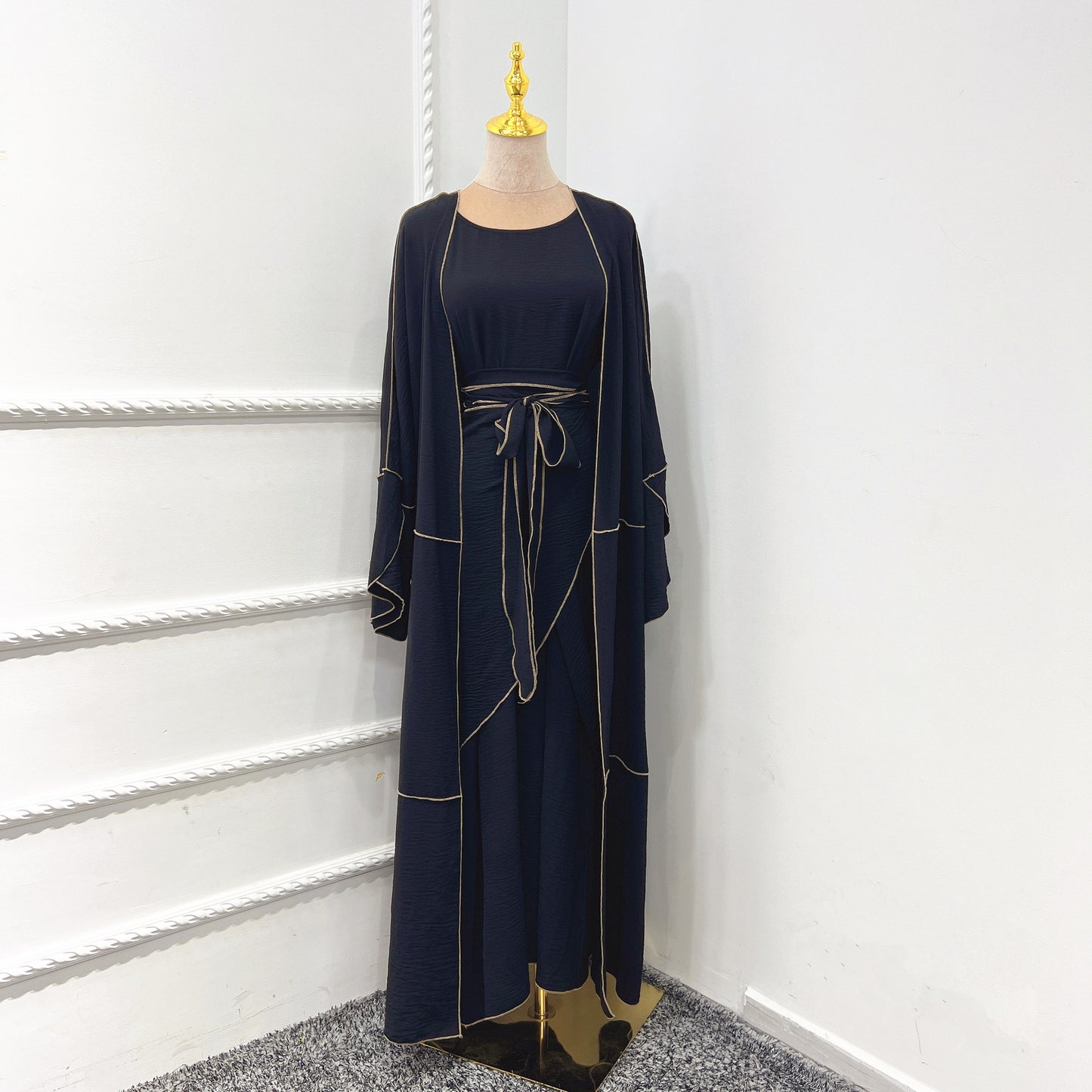 #509 3pc open abaya lady women