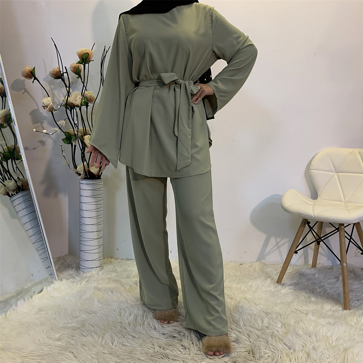 #2272 2PCS Women Casual Suit Top+Pant