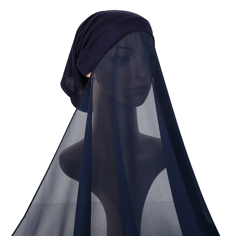 chiffon hijab with attached inner cap