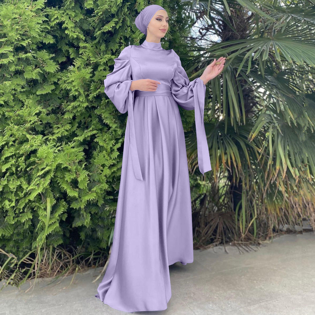 #488 women lady dress beautiful abaya beige violet