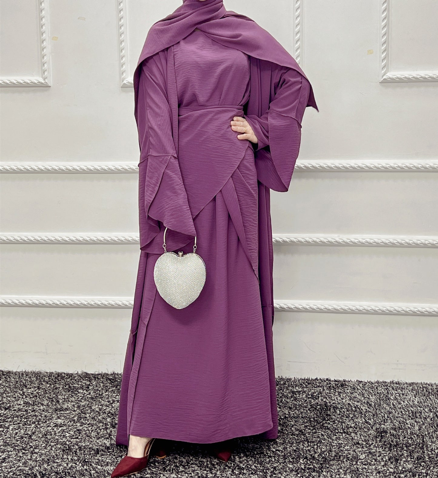 #509 3pc open abaya lady women