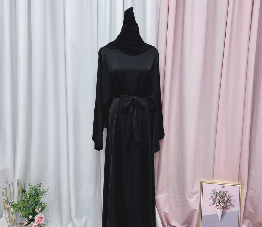 #503 stain closed abaya with pocket