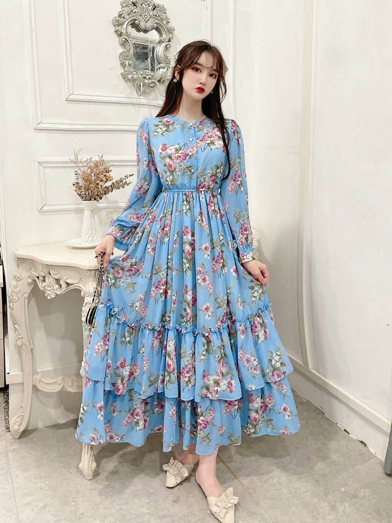 Chiffon flower dress 3 layers