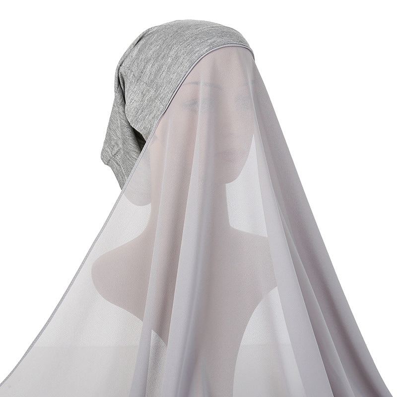 chiffon hijab with attached inner cap