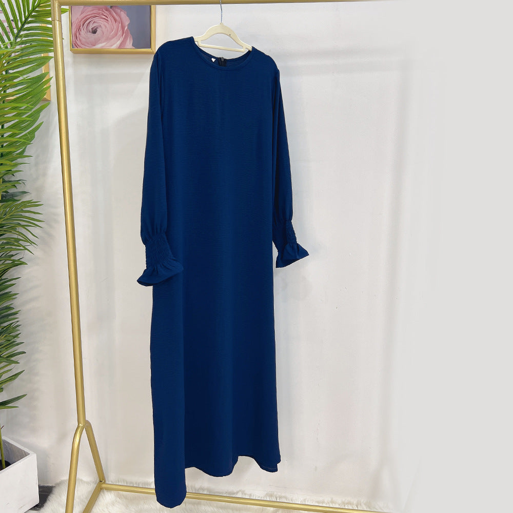 #591 lady slip abaya ruffled sleeve crepe material