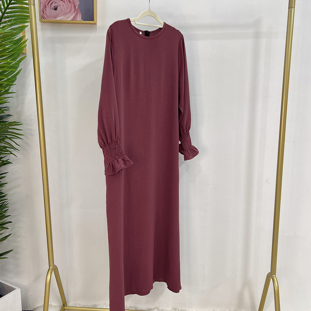 #591 lady slip abaya ruffled sleeve crepe material