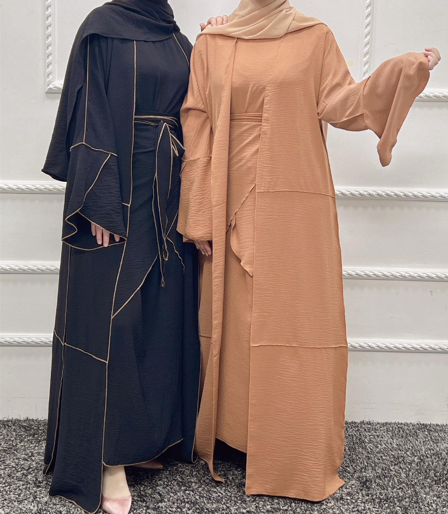 #509 3pc open abaya lady women