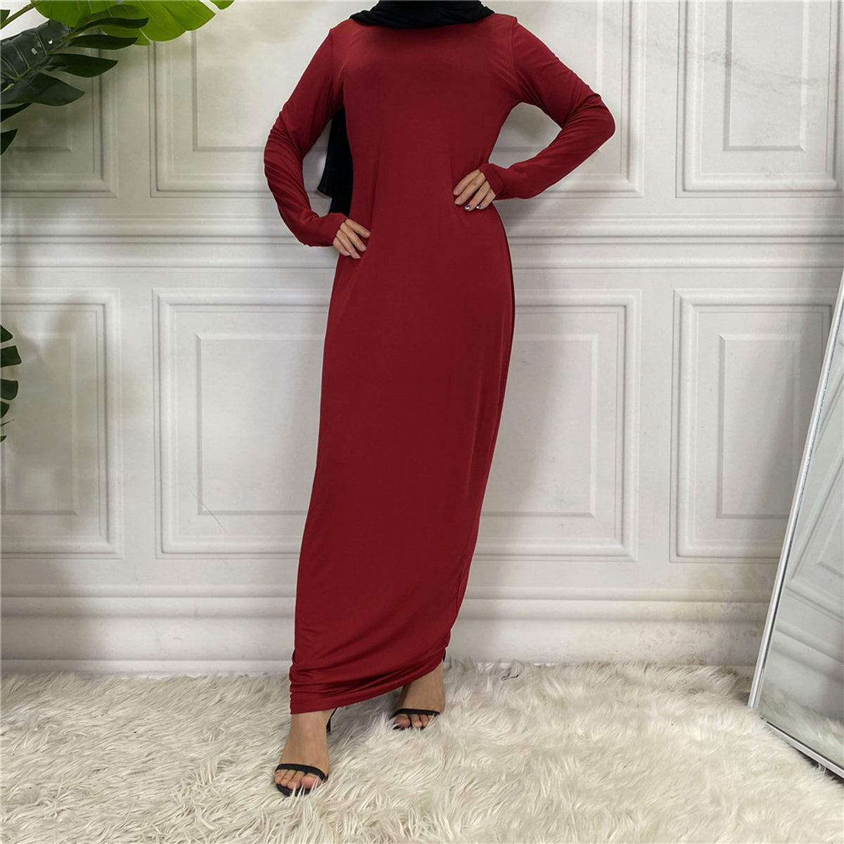 #61 muslim inner slip dress long sleeve