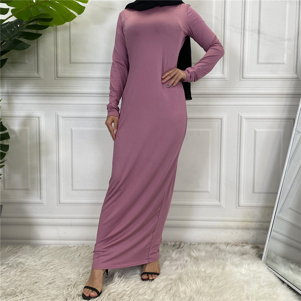 #61 muslim inner slip dress long sleeve