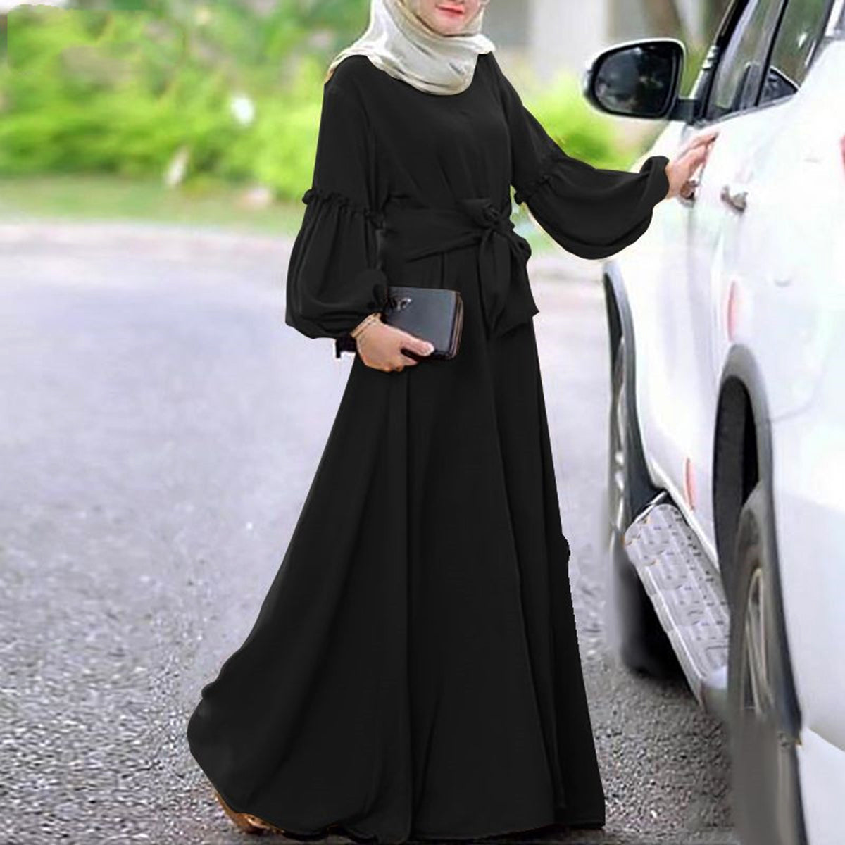 #303 balloon sleeve elegant long dress