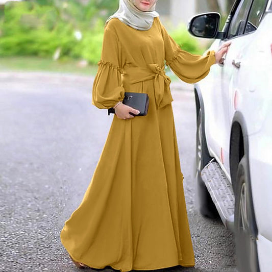 #303 balloon sleeve elegant long dress