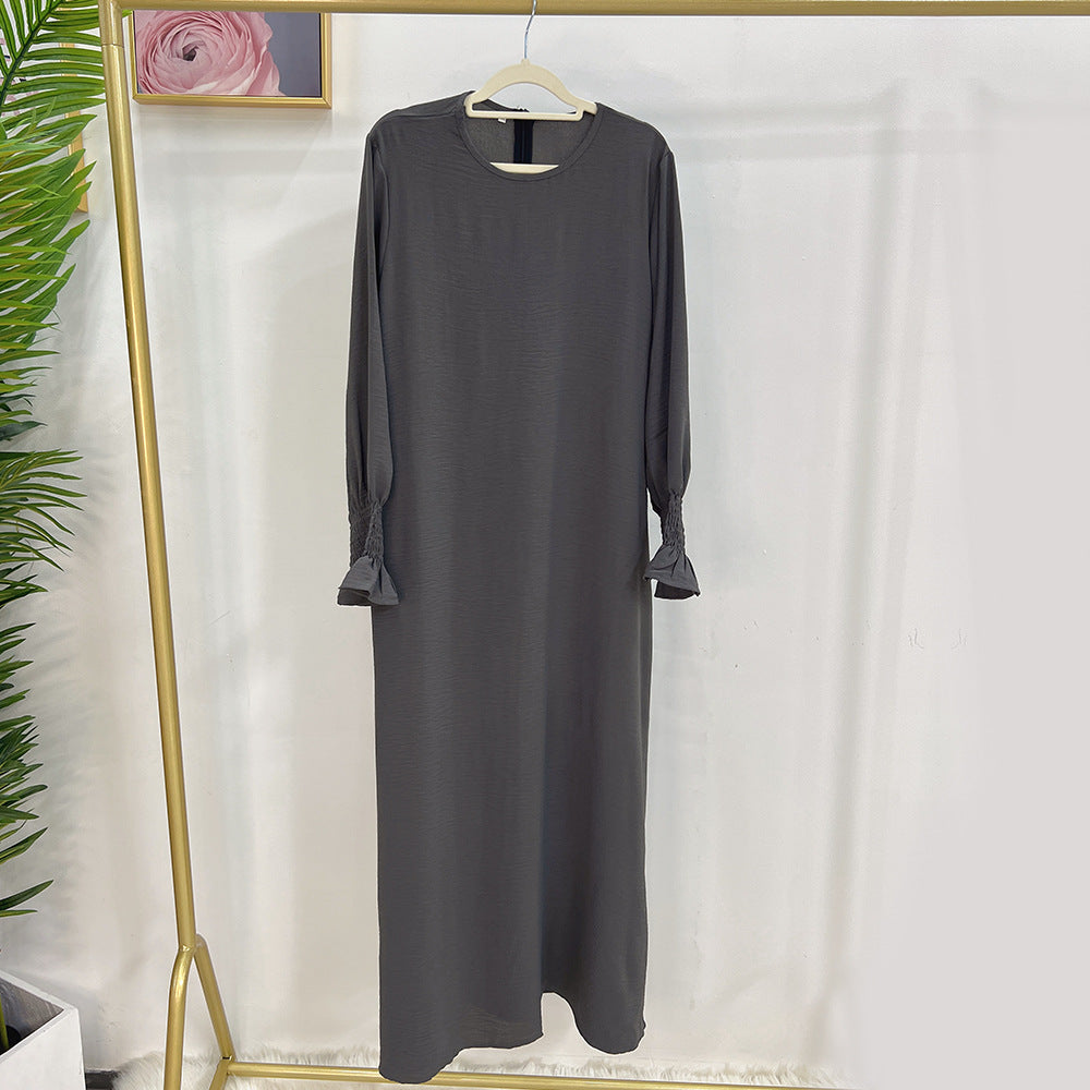 #591 lady slip abaya ruffled sleeve crepe material