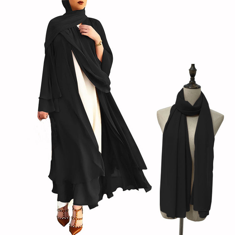 #414 open abaya lady's dress chiffon 9 colour