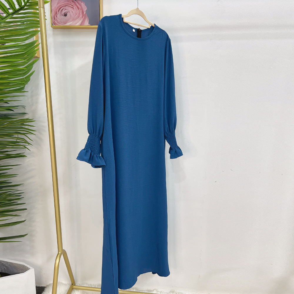 #591 lady slip abaya ruffled sleeve crepe material